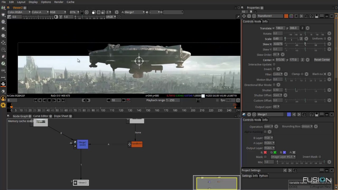 2D node-based compositing, very similar to Nuke.