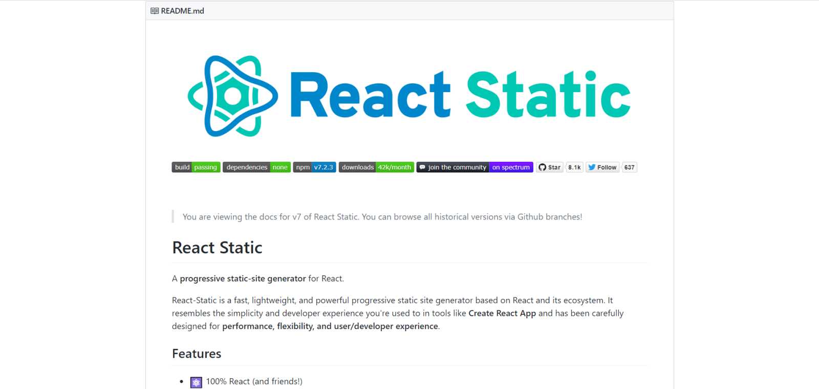 React Static GitHub repo
