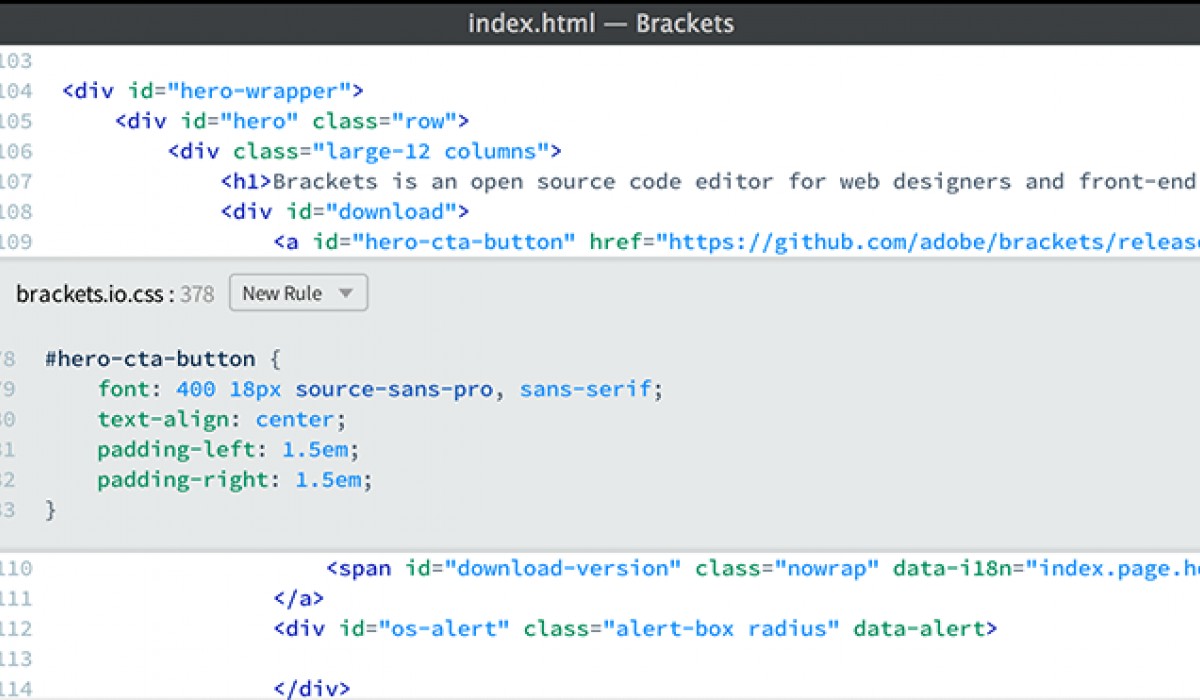 Brackets code editor