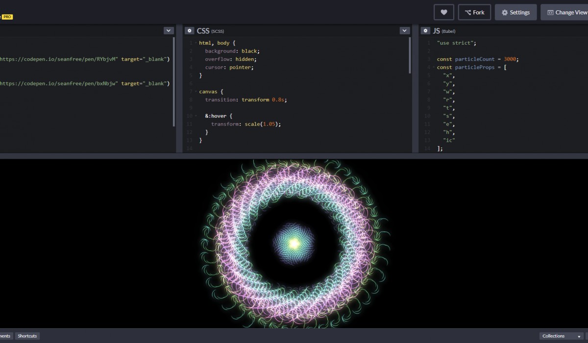 CodePen code editor