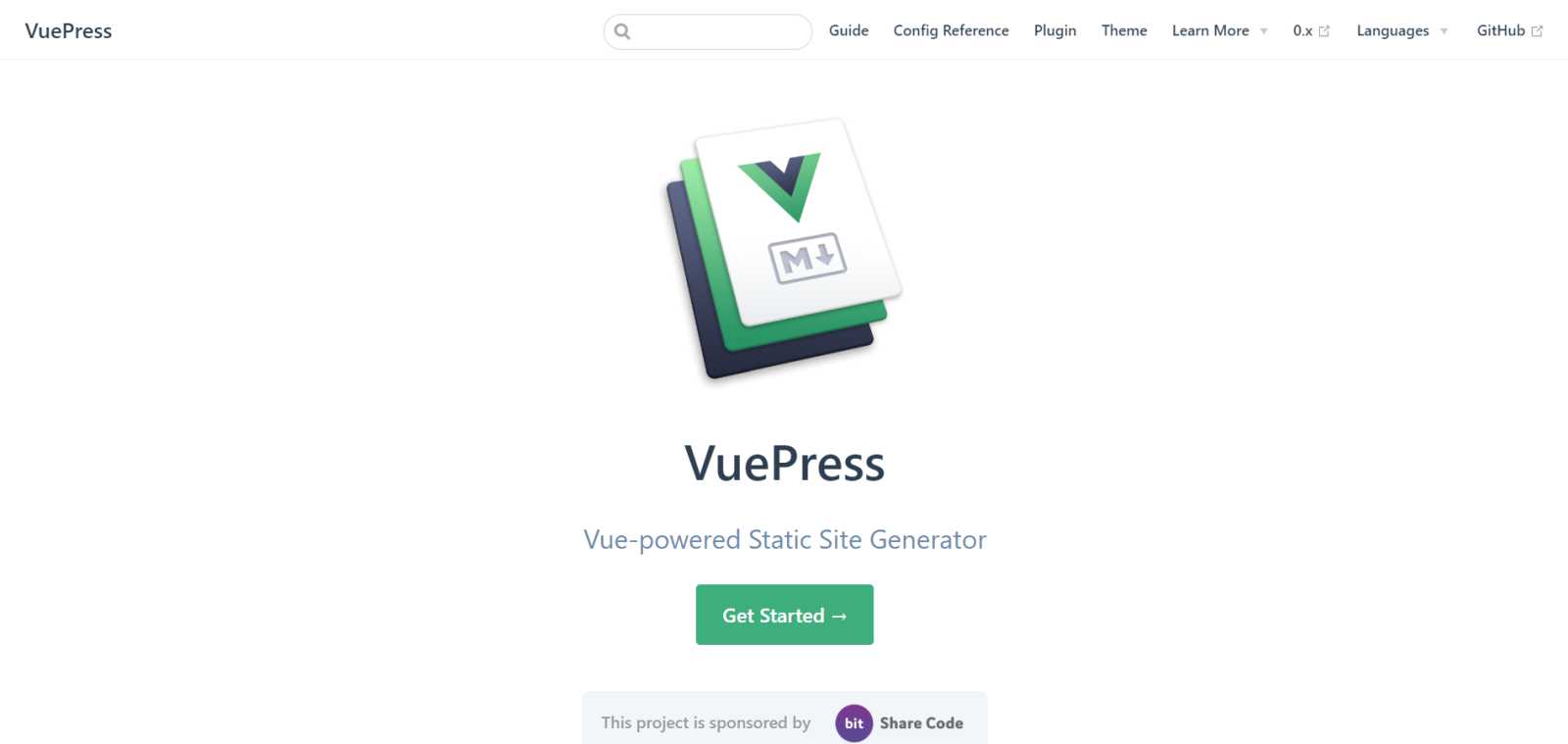 VuePress landing page