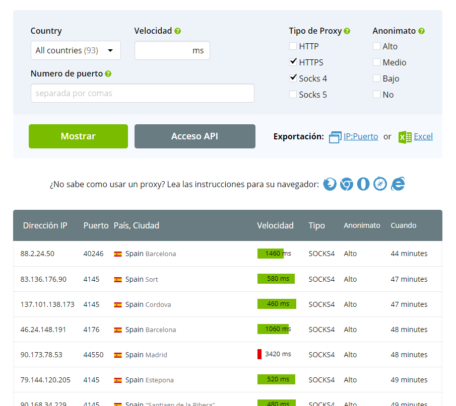 Buscar las ip proxy