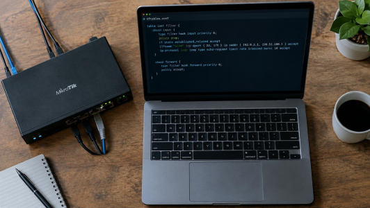 Filtra el tráfico al router con nftables y limita el ICMP
