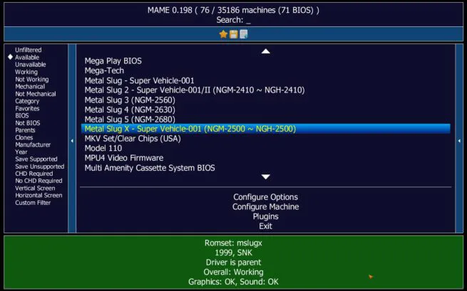 mame arcade emulator machine image configuration rom