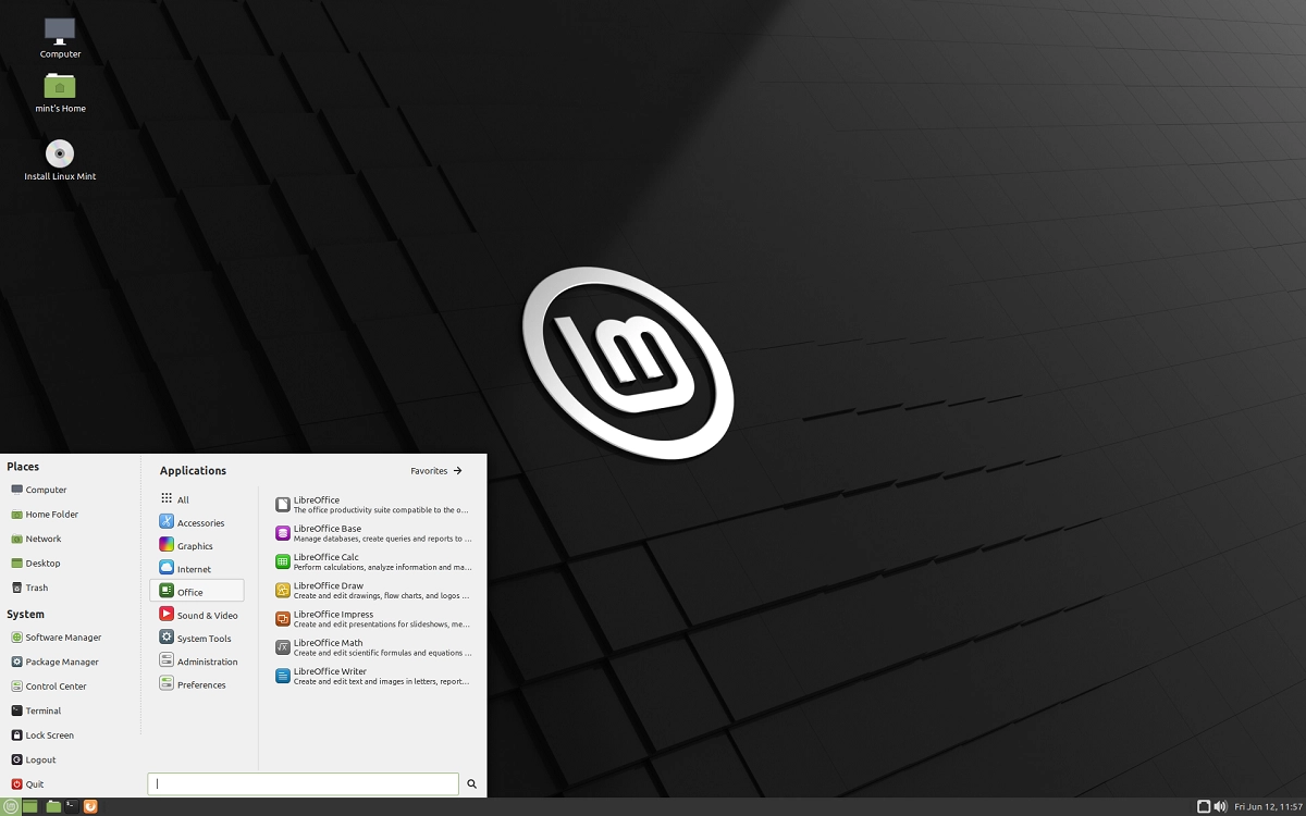 Escritorio de Linux Mint