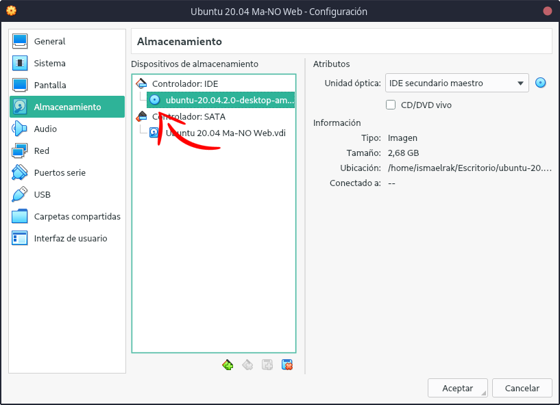 Seleccionar ISO Virtualbox