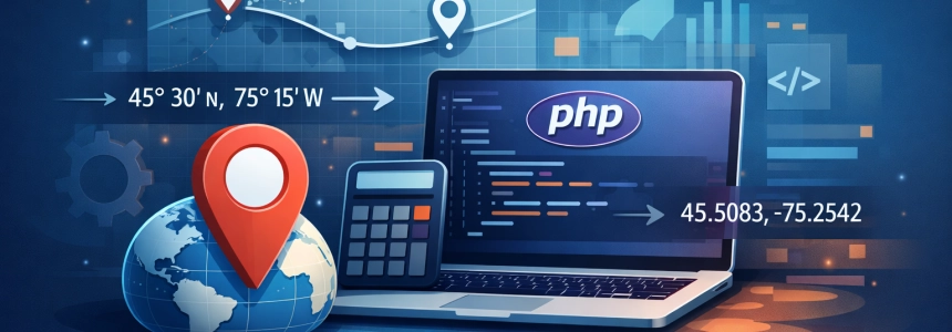 PHP: Convert coordinates from degrees to decimal format