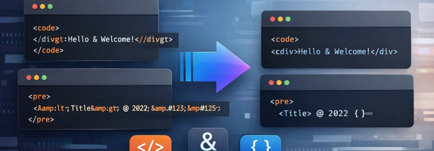 Convert HTML Special Chars Entities Inside Code and Pre Tags