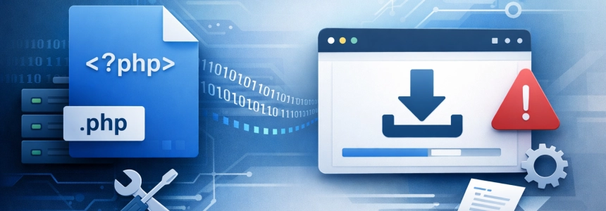 PHP files are downloaded by browser instead of processed by the server, how to solve it?